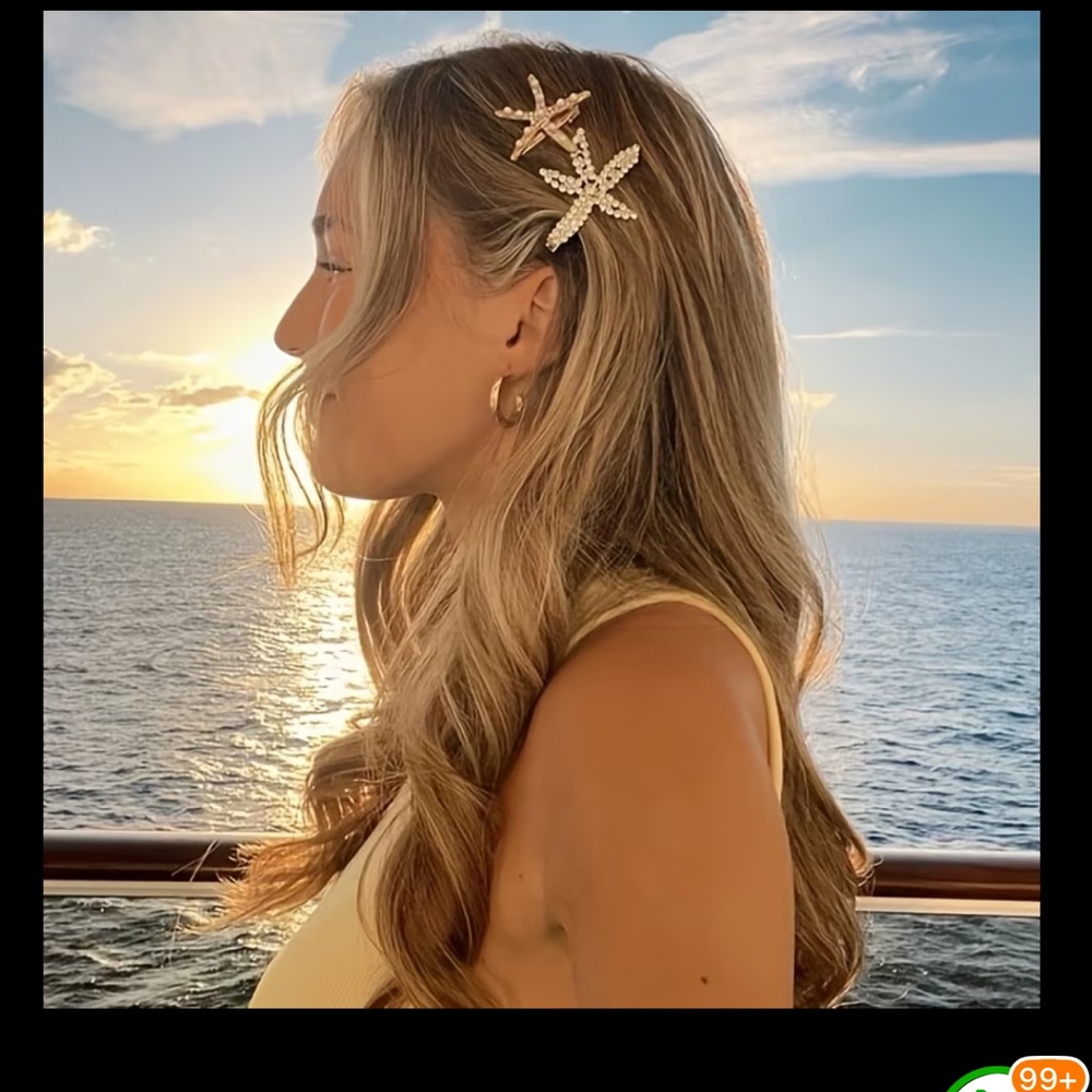 ⚪️🌟⚪️ STARFISH HAIR CLIPS (2) WITH PEARLS & RHINESTONES❗️⚪️🌟⚪️ - Picture 8 of 8